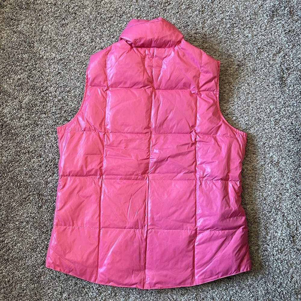 Land's End Quilted Puffer Vest Women's Medium 10/12 Pink Barbiecore Down Filled - Picture 2 of 7